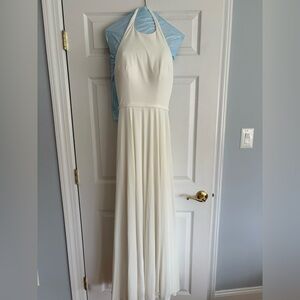 Halter Neck White Gown